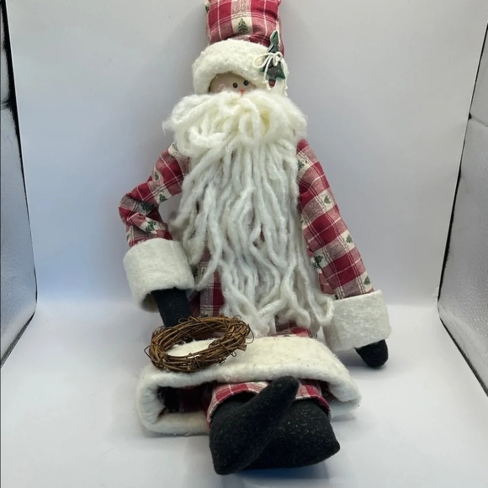 Plaid Santa Claus Holiday Decor